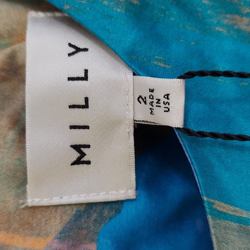 MILLY Dress, NEW! Size 2, SILK,‎ Abstract, colorful sheath - Picture 3 of 13